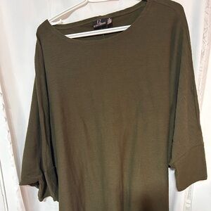 Nina Leonard Khaki Women's Tunic Top XL - batwing sleeves- like new